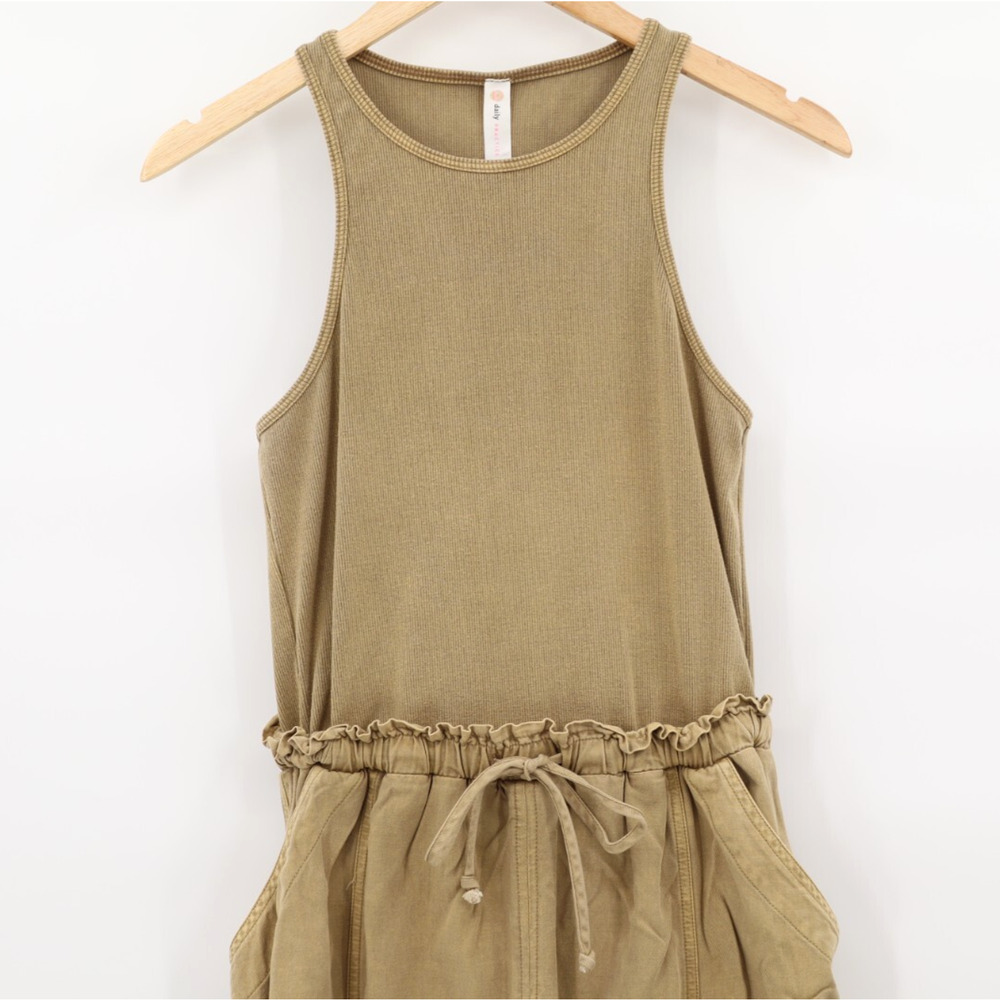 Anthropologie Daily Practice Be Bold Twofer Khaki Cargo Midi Tank Dress Sz XS P - Picture 3 of 5